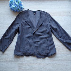 EILEEN FISHER Open Front Jacket Italian Viscose Cotton Blend Pocket Brown Sz.S